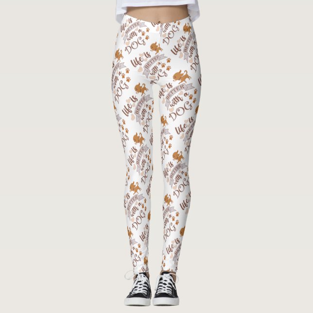 Das Leben ist besser mit einem Hundeschokolade wit Leggings (Vorderseite)