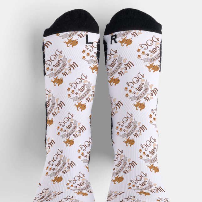 Das Leben ist besser mit einem Hundeschokolade wit Socken (Oben)