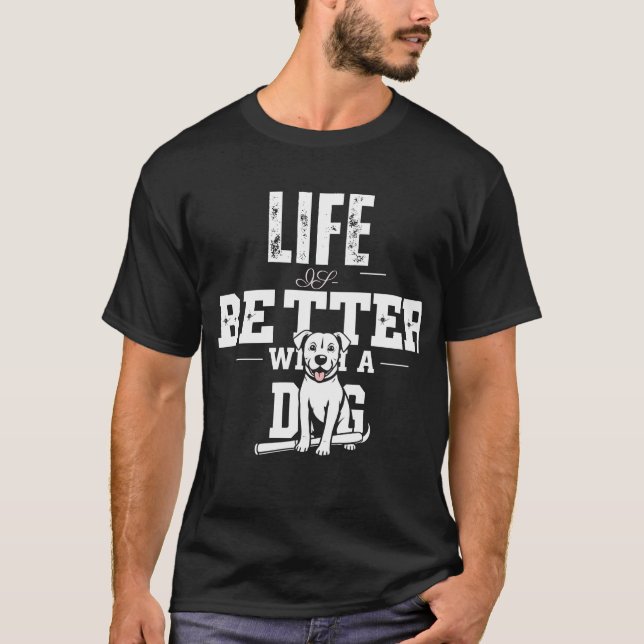 Das Leben ist besser mit einem modernen Hund, grau T-Shirt (Vorderseite)
