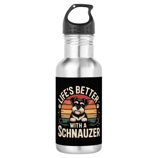 Das Leben ist besser mit einem Schnauzer Edelstahlflasche (Vorderseite)