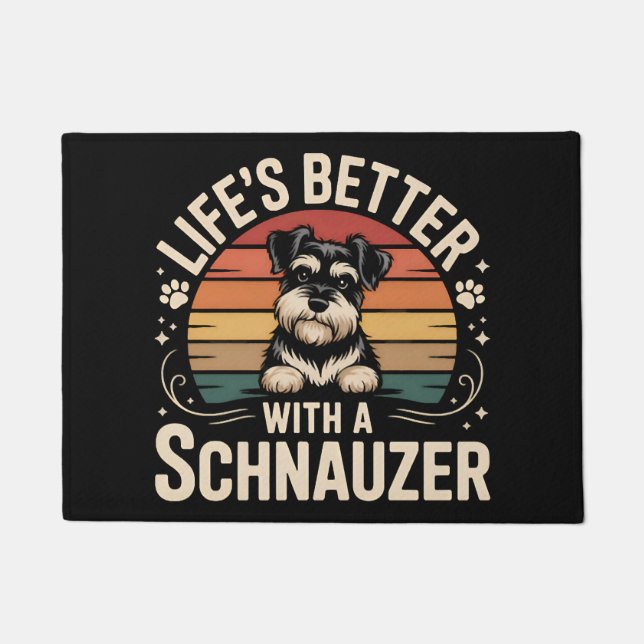 Das Leben ist besser mit einem Schnauzer Fußmatte (Vorderseite)