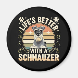 Das Leben ist besser mit einem Schnauzer Retro Hun Magnet