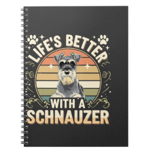 Das Leben ist besser mit einem Schnauzer Retro-Hun Notizblock