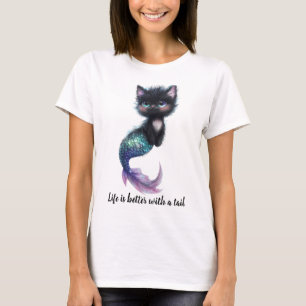 Das Leben ist besser mit einem Schwanz. Katze mit  T-Shirt