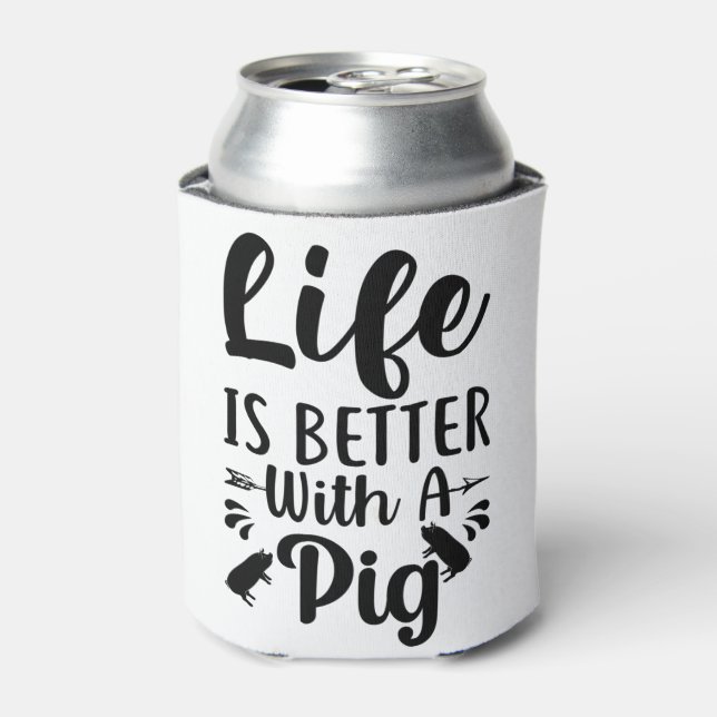 Das Leben ist besser mit einem Schweineziffer Schw Dosenkühler (Kanne Vorderseite)
