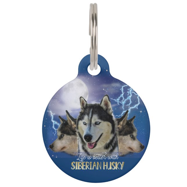 Das Leben ist besser mit einem sibirischen Husky Haustiermarke (Rückseite)