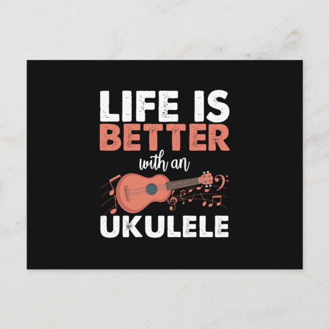 Das Leben ist besser mit einem Ukulele Instrument  Postkarte (Vorderseite)