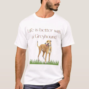 "Das Leben ist besser mit einem Windhund" weißer T-Shirt
