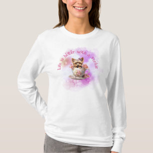 Das Leben ist besser mit einem Yorkie - Florale Te T-Shirt