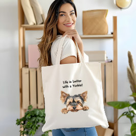 Das Leben ist besser mit einem Yorkie w peekie yor Tragetasche
