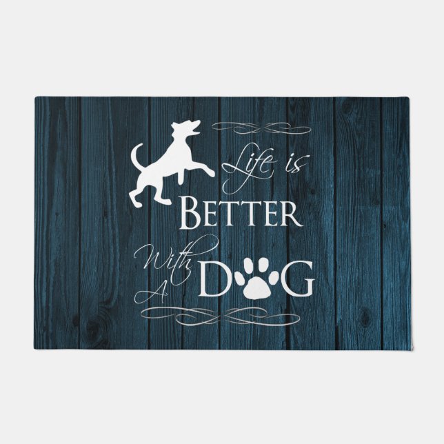 Das Leben ist besser mit einer Dog Mat - Blau Fußmatte (Vorderseite)