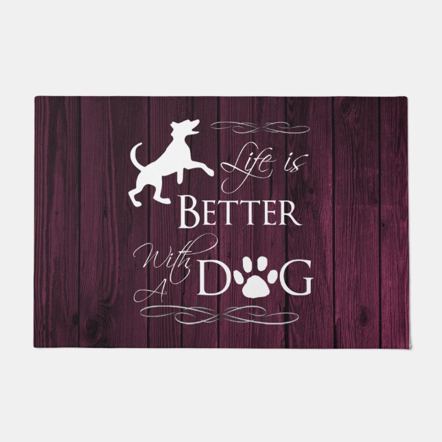 Das Leben ist besser mit einer Dog Mat - Magenta Fußmatte (Vorderseite)
