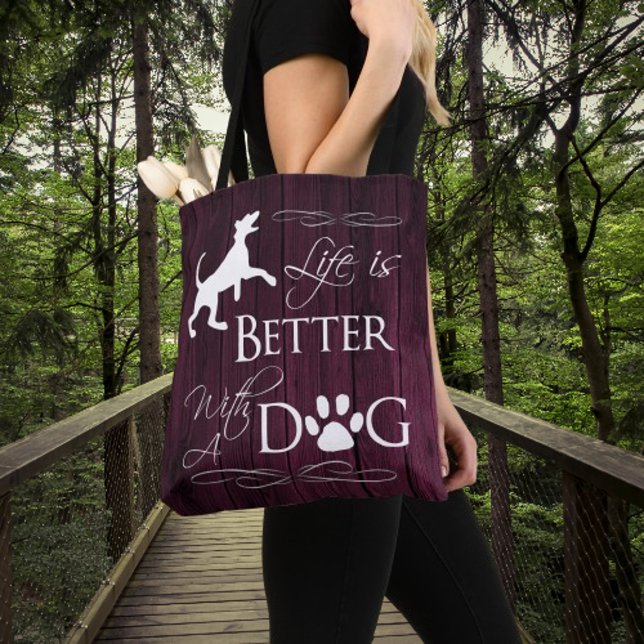 Das Leben ist besser mit einer Hundescheibe - Mage Tasche (Magenta Life is Better with a Dog Tote Bag)