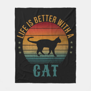 DAS LEBEN IST BESSER MIT EINER KATZE FLEECEDECKE