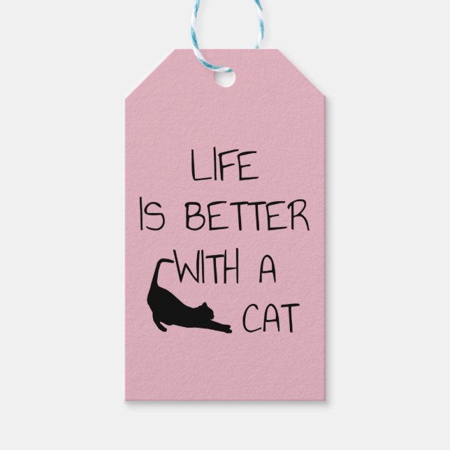 Das Leben ist besser mit einer Katze - Katzenliebh Geschenkanhänger (Vorderseite)