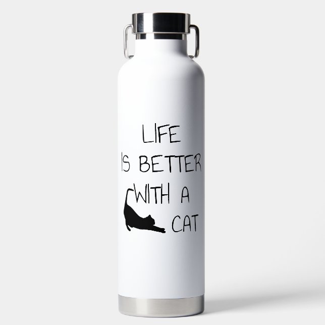 Das Leben ist besser mit einer Katze - Katzenliebh Trinkflasche (Vorderseite)