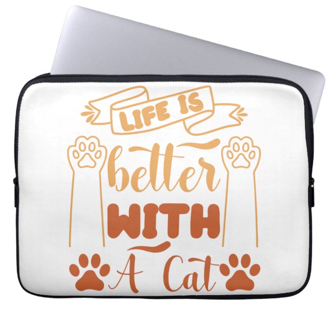 Das Leben ist besser mit einer Katze Laptopschutzhülle (Vorderseite)