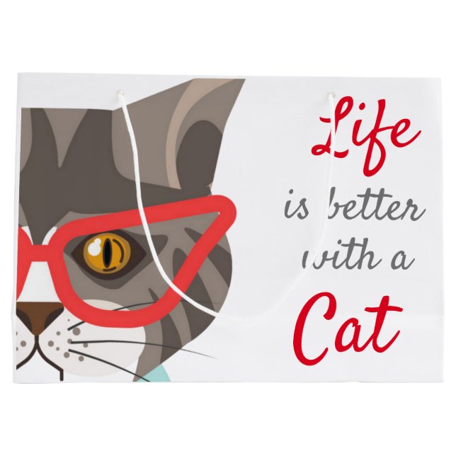 Das Leben ist besser mit einer Katzenzugehörigkeit Große Geschenktüte (Rückseite)