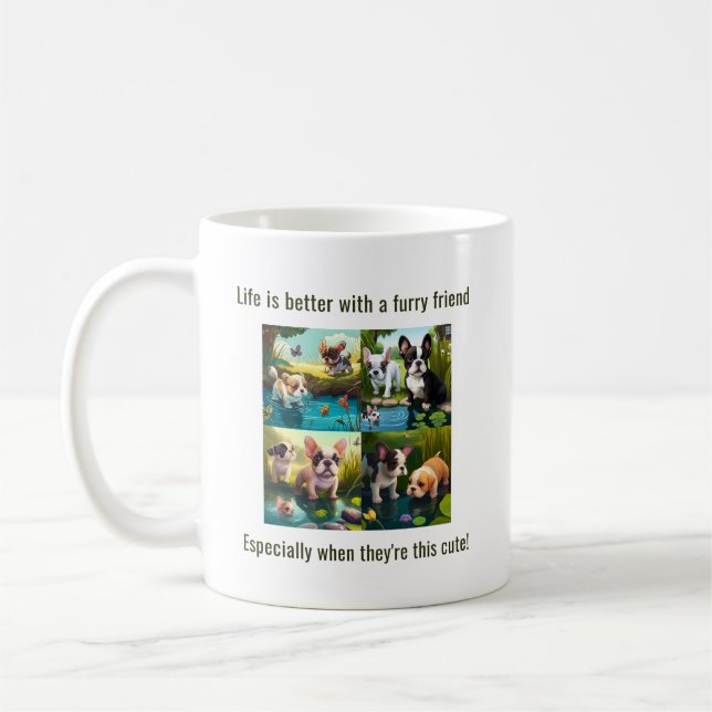 Das Leben ist besser mit Freunden - Welpe Liebe Kaffeetasse (Links)