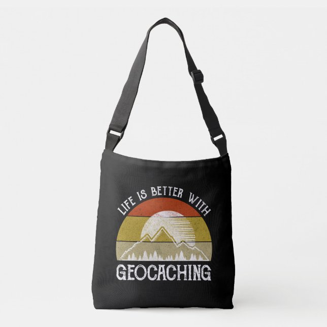 Das Leben ist besser mit Geocaching Tragetaschen Mit Langen Trägern (Vorderseite)