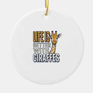 Das Leben ist besser mit Giraffen Vintage-Shirt-De Keramik Ornament