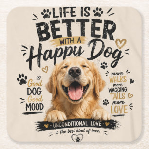Das Leben ist besser mit glücklichen Hunden Design Rechteckiger Pappuntersetzer