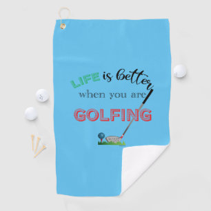 Das Leben ist besser mit ...Golf, Blau, Custom Coo Golfhandtuch