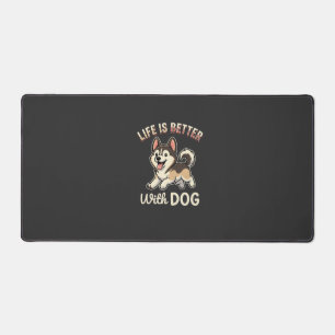 Das Leben ist besser mit Hund Cartoon Schreibtischunterlage
