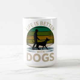 Das Leben ist besser mit Hunden Retro-Sonnenunterg Kaffeetasse