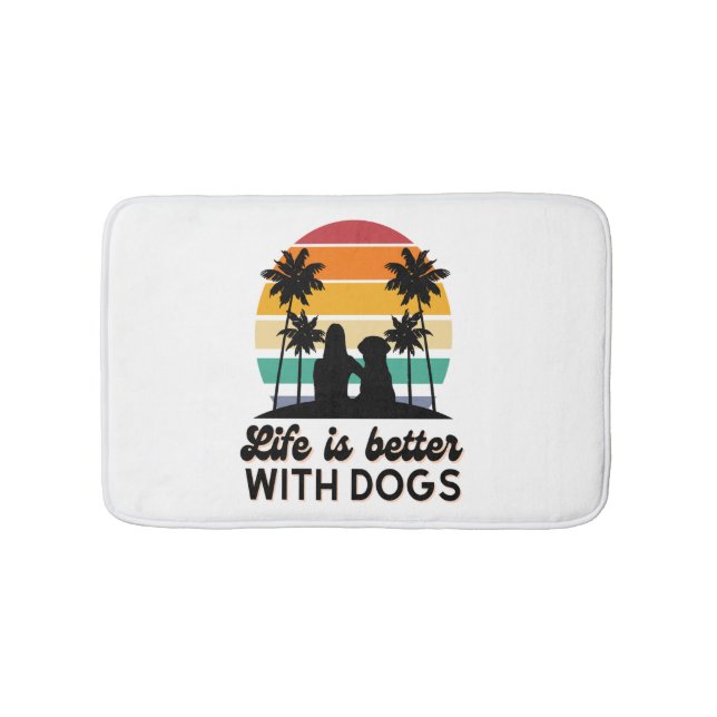 Das Leben ist besser mit Hunden Retro Sunset Fraue Badematte (Vorderseite)