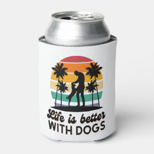 Das Leben ist besser mit Hunden Retro Sunset Mann Dosenkühler