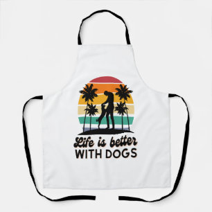 Das Leben ist besser mit Hunden Retro Sunset Mann Schürze