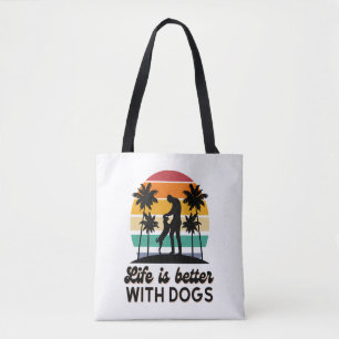 Das Leben ist besser mit Hunden Retro Sunset Mann  Tasche
