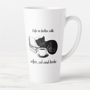 DAS LEBEN IST BESSER MIT KAFFEE UND BÜCHERN MILCHTASSE