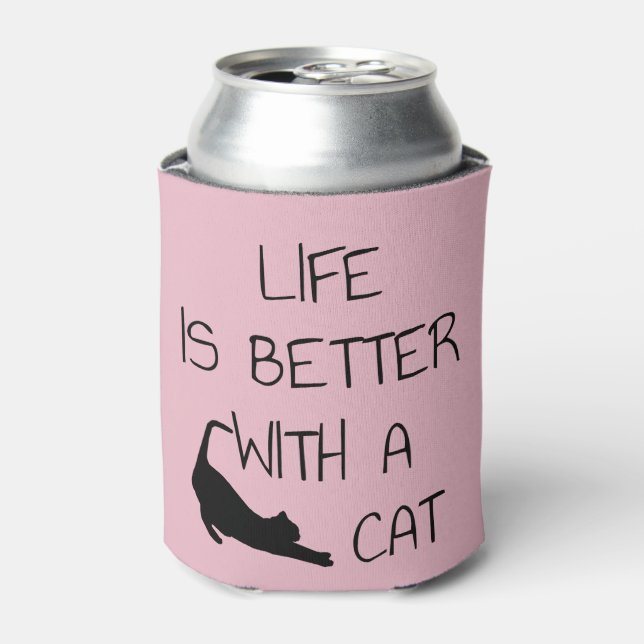 Das Leben ist besser mit Katze - Katzenliebhaber T Dosenkühler (Kanne Vorderseite)