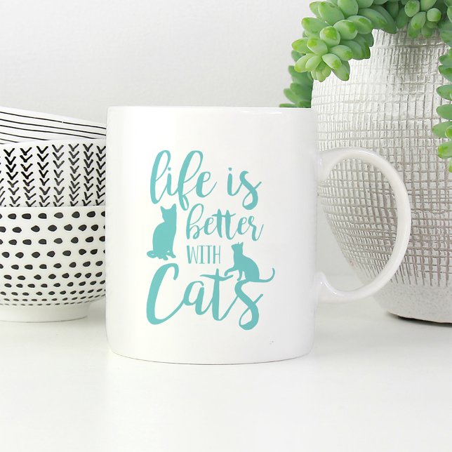 Das Leben ist besser mit Katzen | Cat Lover Kaffeetasse (Von Creator hochgeladen)