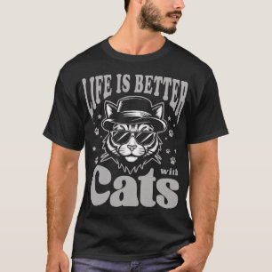 Das Leben ist besser mit Katzen Cool Retro T-Shirt