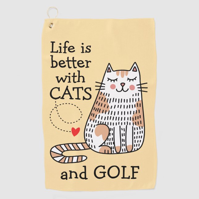 Das Leben ist besser mit Katzen Doodle Golfhandtuch (Vorderseite)