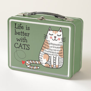 Das Leben ist besser mit Katzen Doodle Metall Brotdose