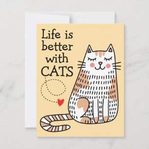 Das Leben ist besser mit Katzen Doodle Mitteilungskarte
