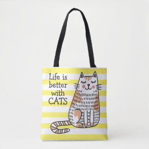 Das Leben ist besser mit Katzen Doodle Tasche