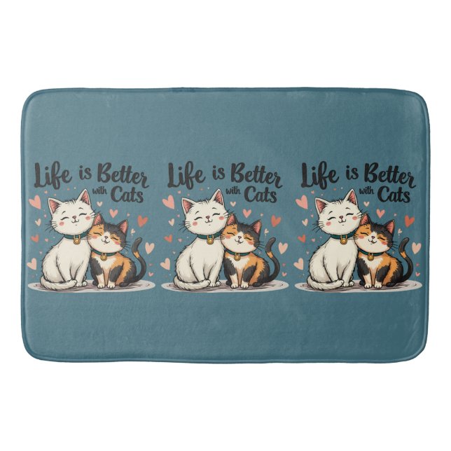 Das Leben ist besser mit Katzen Niedliche Katzenäs Badematte (Vorderseite)