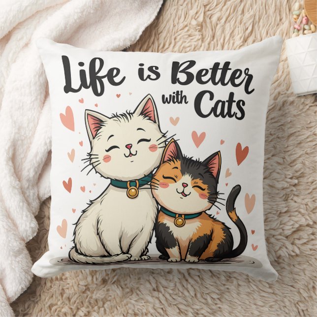 Das Leben ist besser mit Katzen Niedliche Katzenäs Kissen (Decke)
