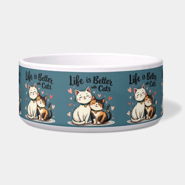 Das Leben ist besser mit Katzen Niedliche Katzenäs Napf (Vorderseite)