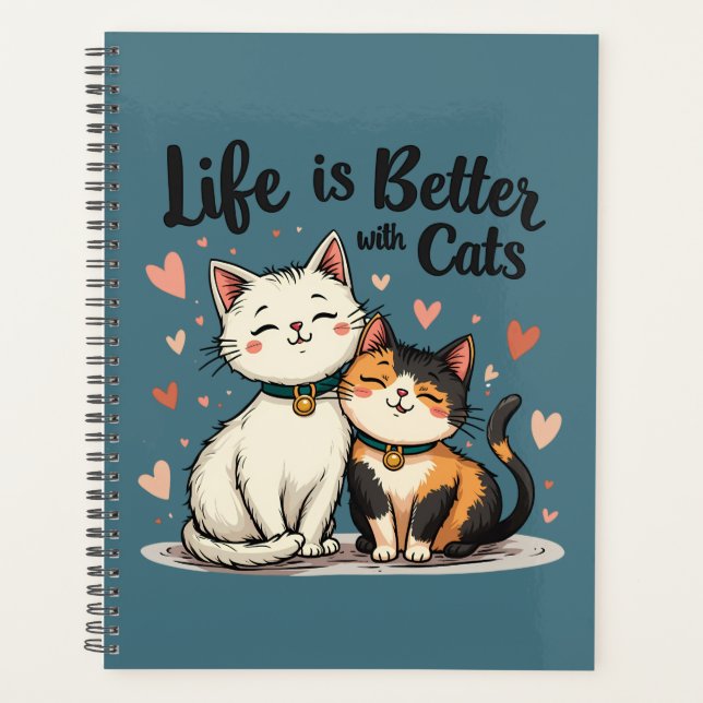 Das Leben ist besser mit Katzen Niedliche Katzenäs Planer (Vorderseite)