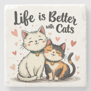 Das Leben ist besser mit Katzen Niedliche Katzenäs Steinuntersetzer
