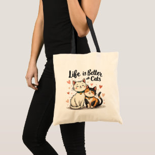 Das Leben ist besser mit Katzen Niedliche Katzenäs Tragetasche