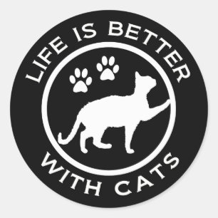 Das Leben ist besser mit Katzen Runder Aufkleber