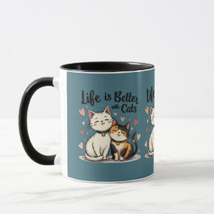 Das Leben ist besser mit Katzen Süße Katzenästheti Tasse