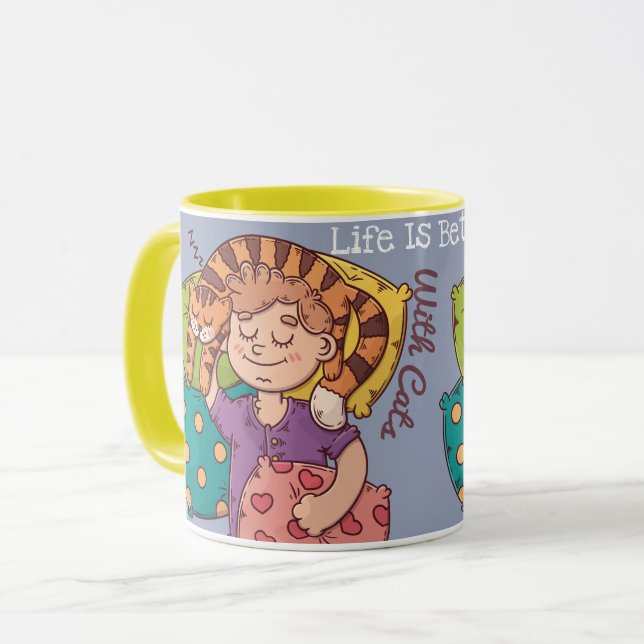 Das Leben ist besser mit Katzen Tasse (Vorderseite Links)